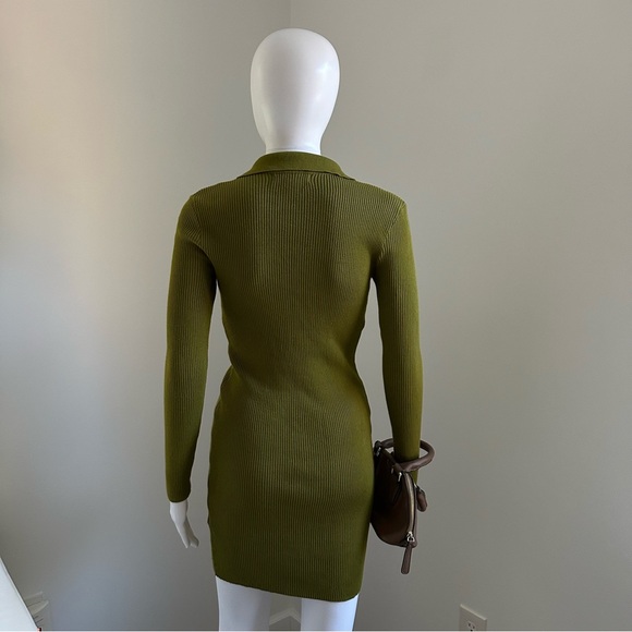 Ribbed Green Mini Dress (size M) - Picture 2 of 8